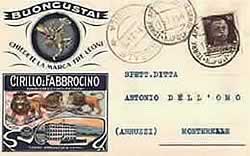 Cartolina pubblicitaria di una ditta di pasta